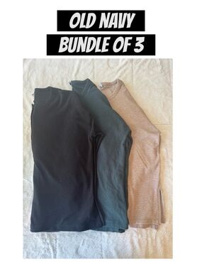 Bundle of 3 OLD NAVY Long Sleeve Rib Knit Henley Tops XL